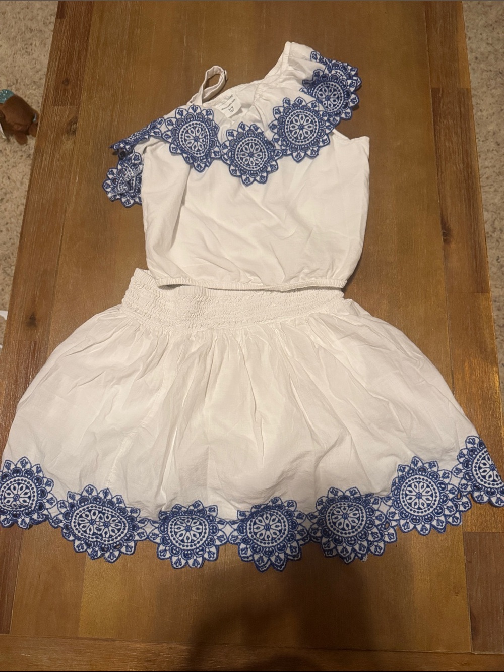 abercrombie kids White and Blue Embroidered Two-Piece Set